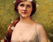 朱约瑟夫勒费弗尔 - Young woman with morning glories in her hair